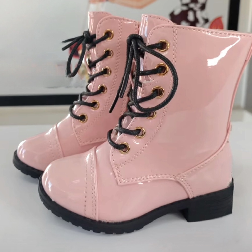 Pink Lace-Up Baby/Girl Boots